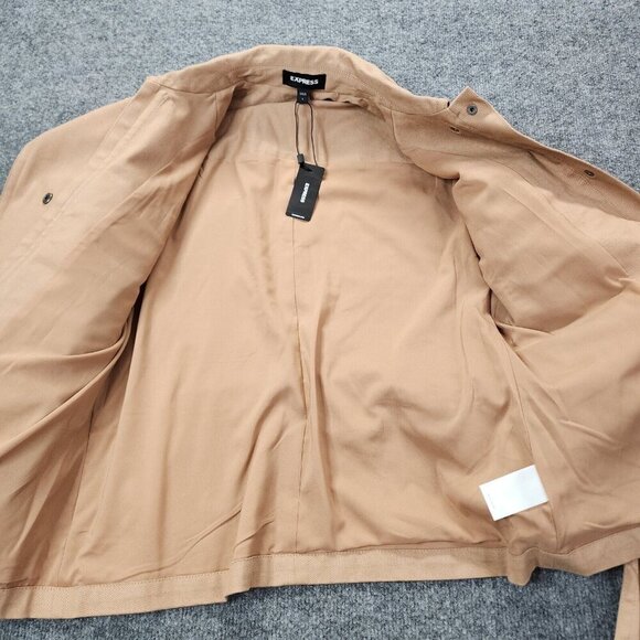 NEW Express Twill Oversized Belted Utility Jacket Brown Women's Small $138 - Picture 11 of 14